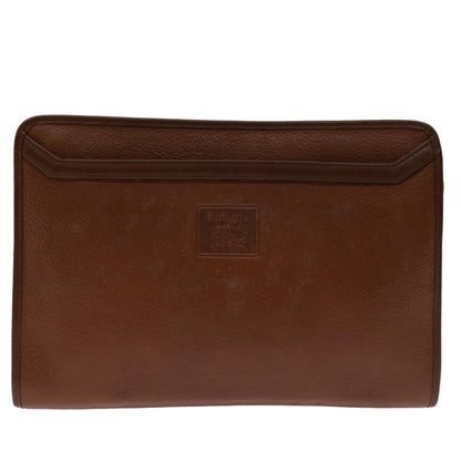 Luxury BurberrySs Clutch Bag Leather Brown Auth bs12585