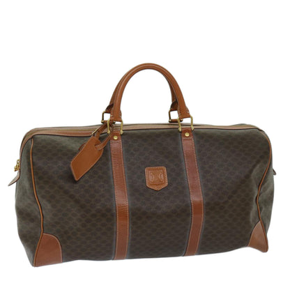 Luxury CELINE Macadam Canvas Boston Bag PVC Brown  12597