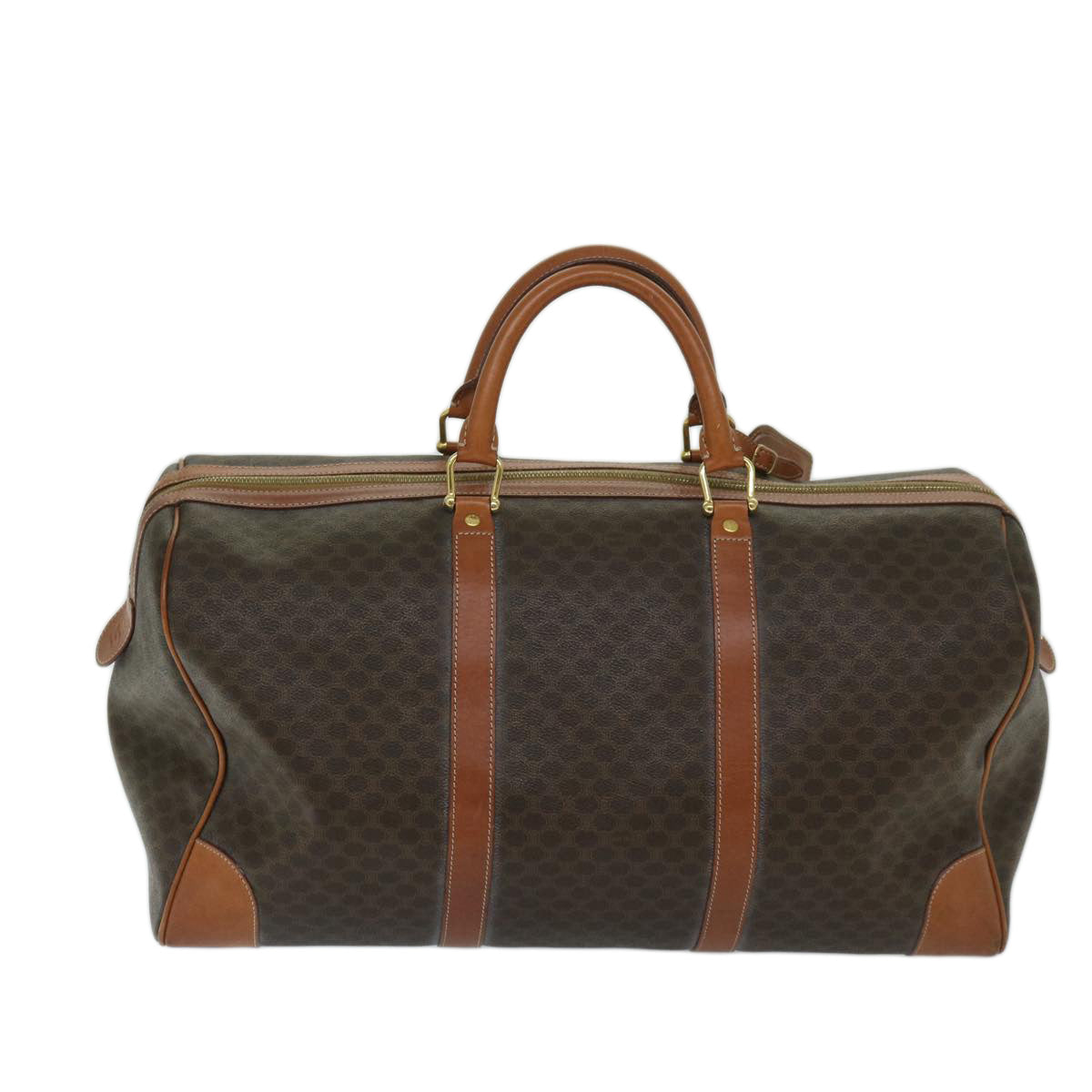 Luxury CELINE Macadam Canvas Boston Bag PVC Brown  12597