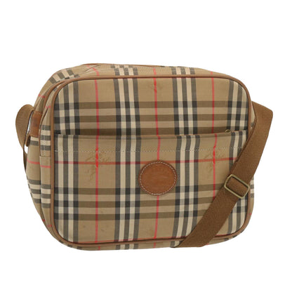 Luxury BurberrySs Nova Check Shoulder Bag Canvas Beige Auth bs12602