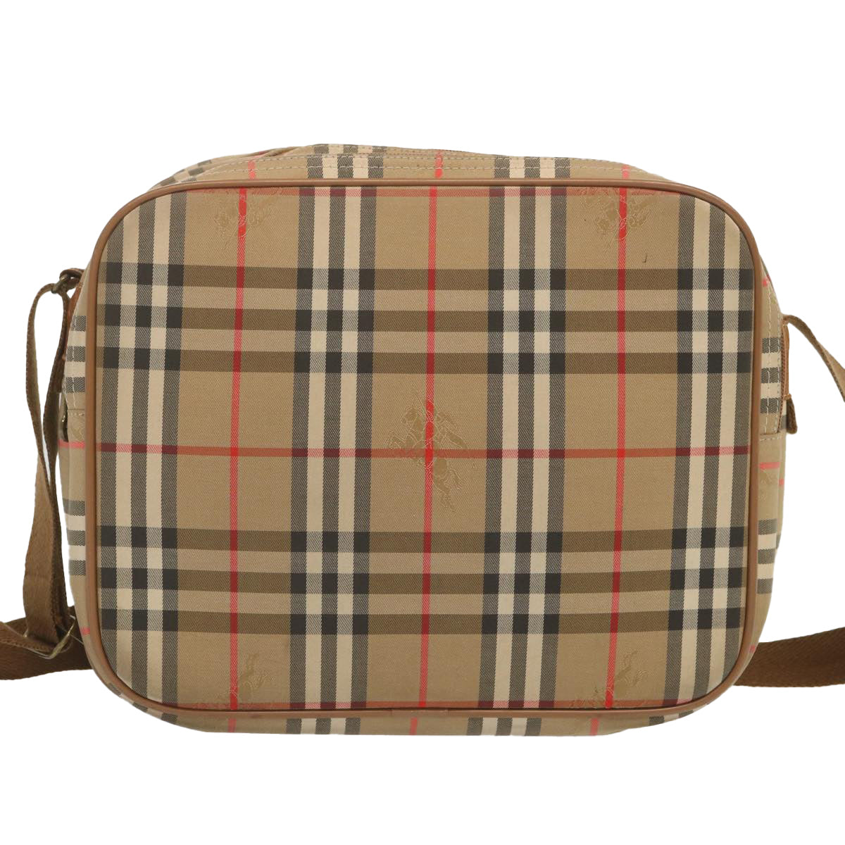 Luxury BurberrySs Nova Check Shoulder Bag Canvas Beige Auth bs12602