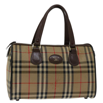 Luxury BurberrySs Nova Check Hand Bag Canvas Beige Auth bs12607