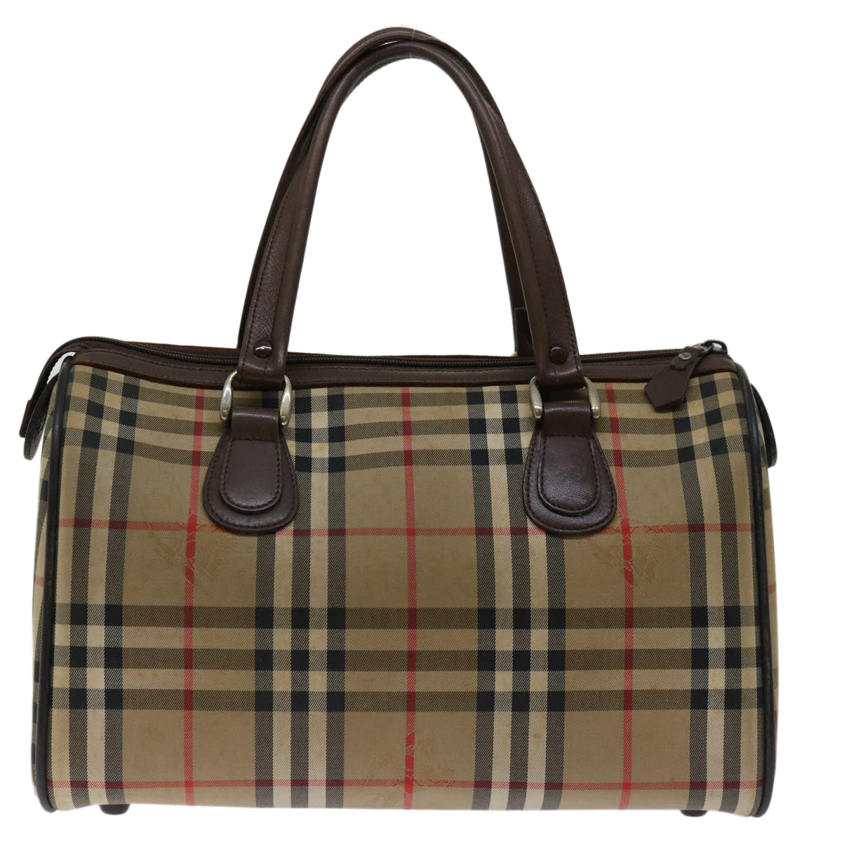 Luxury BurberrySs Nova Check Hand Bag Canvas Beige Auth bs12607
