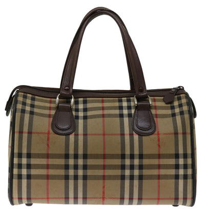 Luxury BurberrySs Nova Check Hand Bag Canvas Beige Auth bs12607