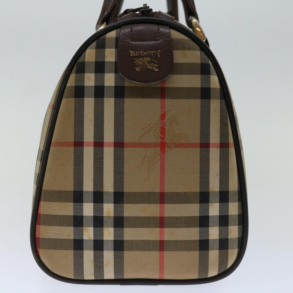 Luxury BurberrySs Nova Check Hand Bag Canvas Beige Auth bs12607