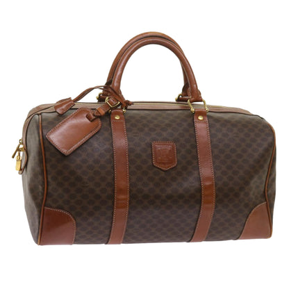 Luxury CELINE Macadam Canvas Boston Bag PVC Brown  12753