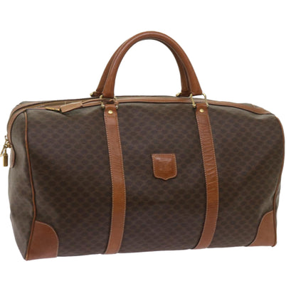 Luxury CELINE Macadam Canvas Boston Bag PVC Brown  12755