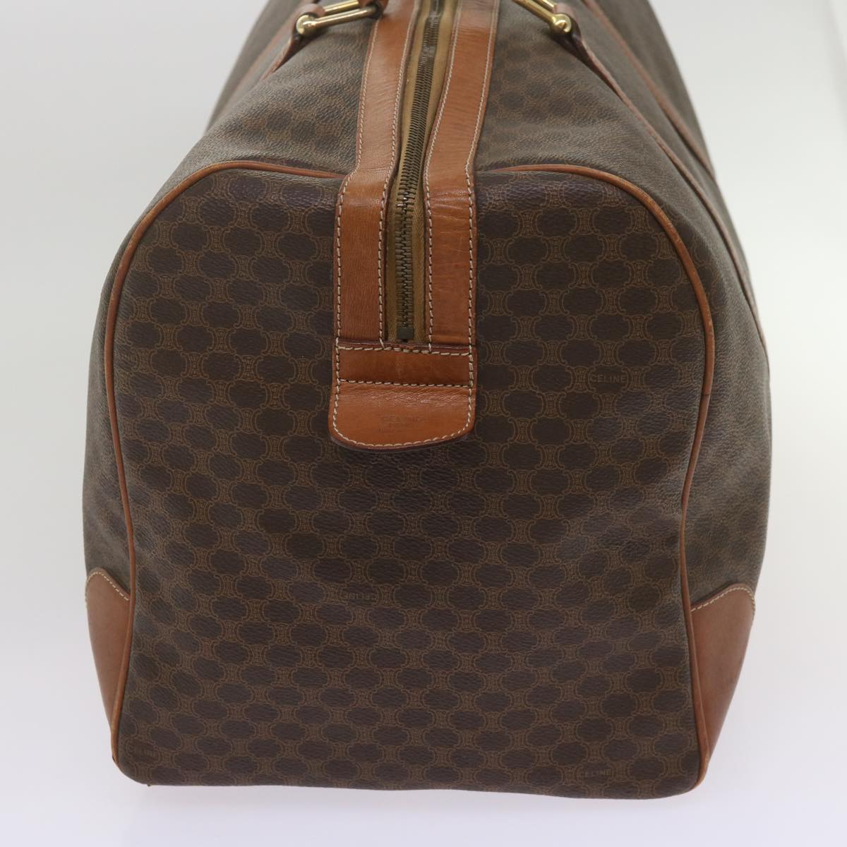 Luxury CELINE Macadam Canvas Boston Bag PVC Brown  12755