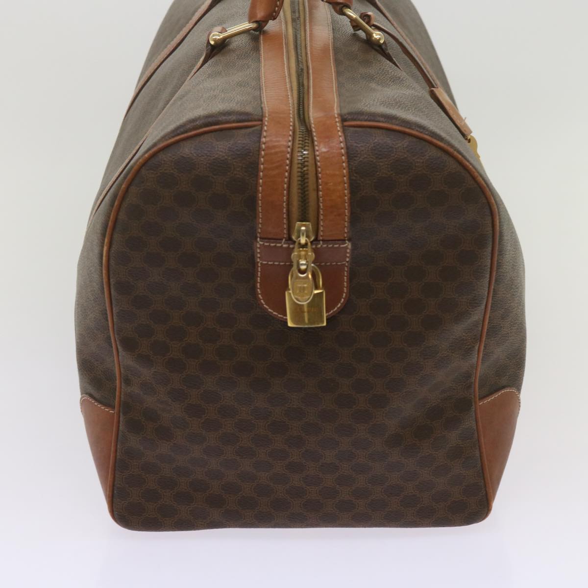 Luxury CELINE Macadam Canvas Boston Bag PVC Brown  12755