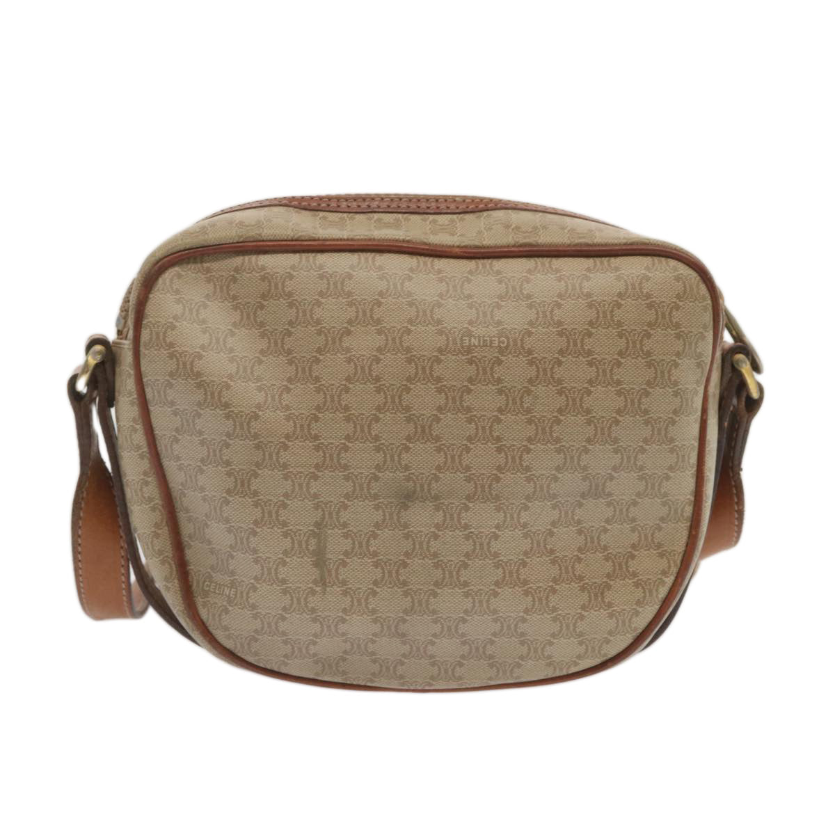 Luxury CELINE Macadam Canvas Shoulder Bag Beige  12764