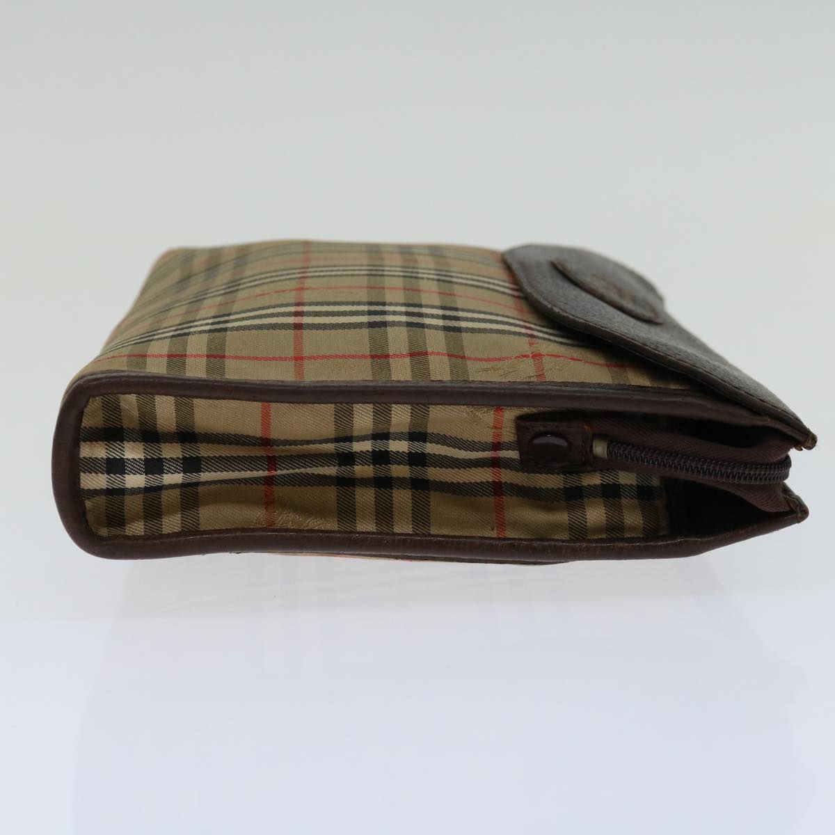 Luxury BurberrySs Nova Check Clutch Bag Canvas Beige Auth bs12774