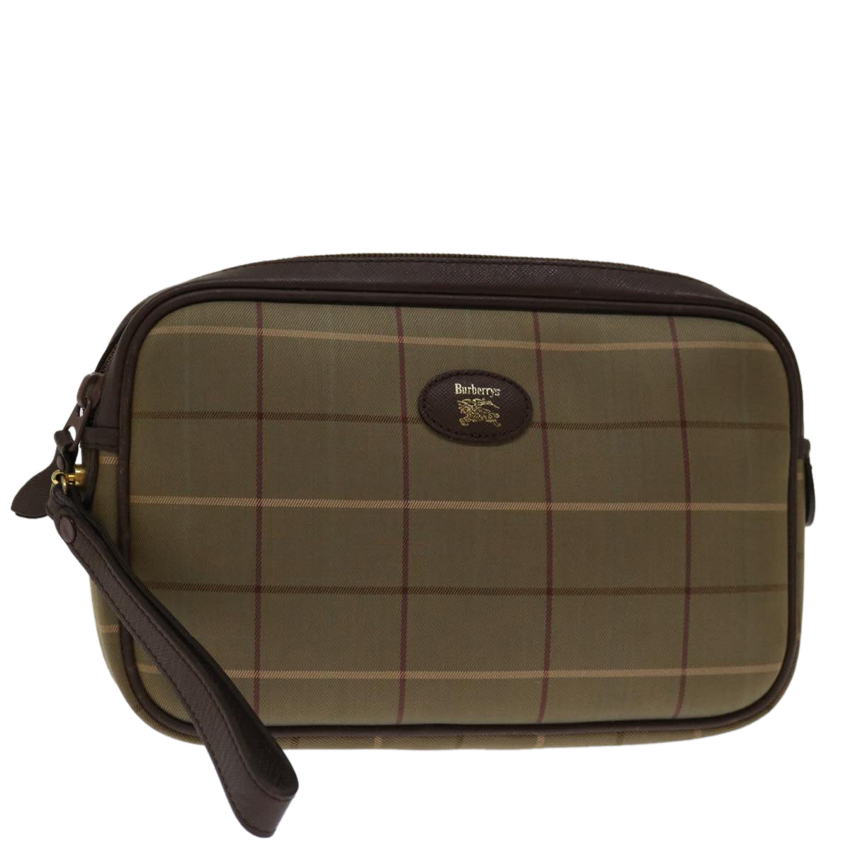 Luxury BurberrySs Nova Check Clutch Bag Canvas Beige Auth bs12786