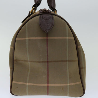 Luxury BurberrySs Nova Check Hand Bag Canvas Beige Auth bs12789