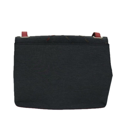 Luxury Burberry Shoulder Bag Canvas Black Red Auth bs12799