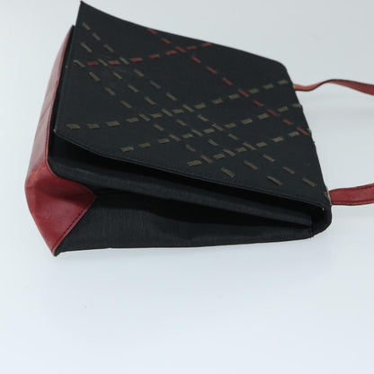 Luxury Burberry Shoulder Bag Canvas Black Red Auth bs12799