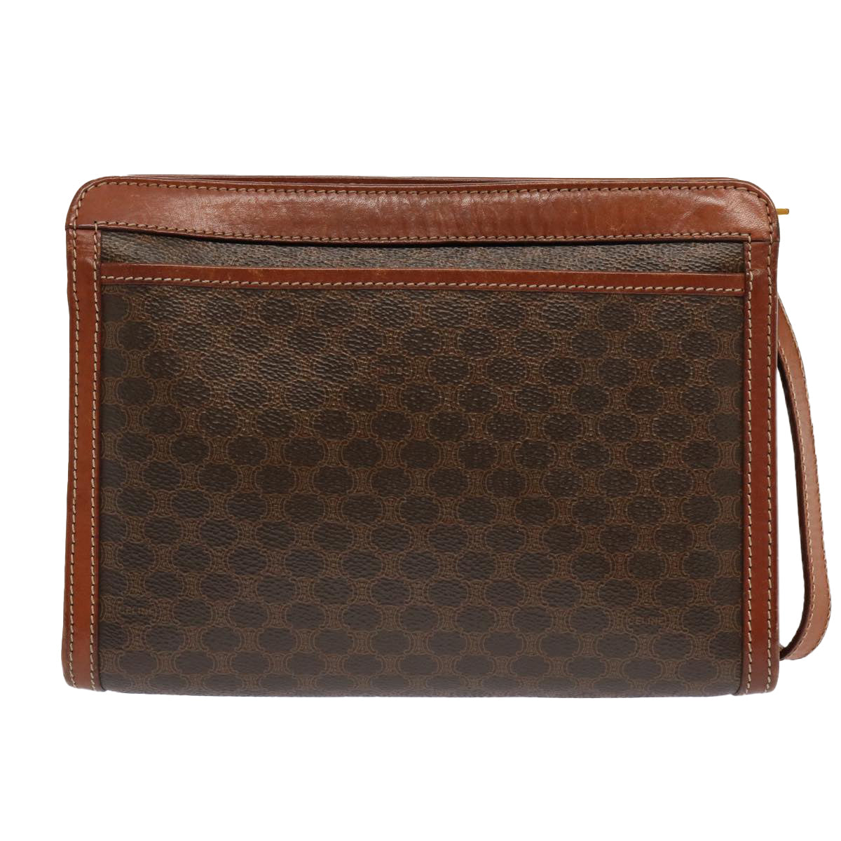 Luxury CELINE Macadam Canvas Clutch Bag PVC Brown  13124