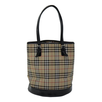 Luxury BurberrySs Nova Check Blue Label Shoulder Bag Canvas Beige Auth bs13180