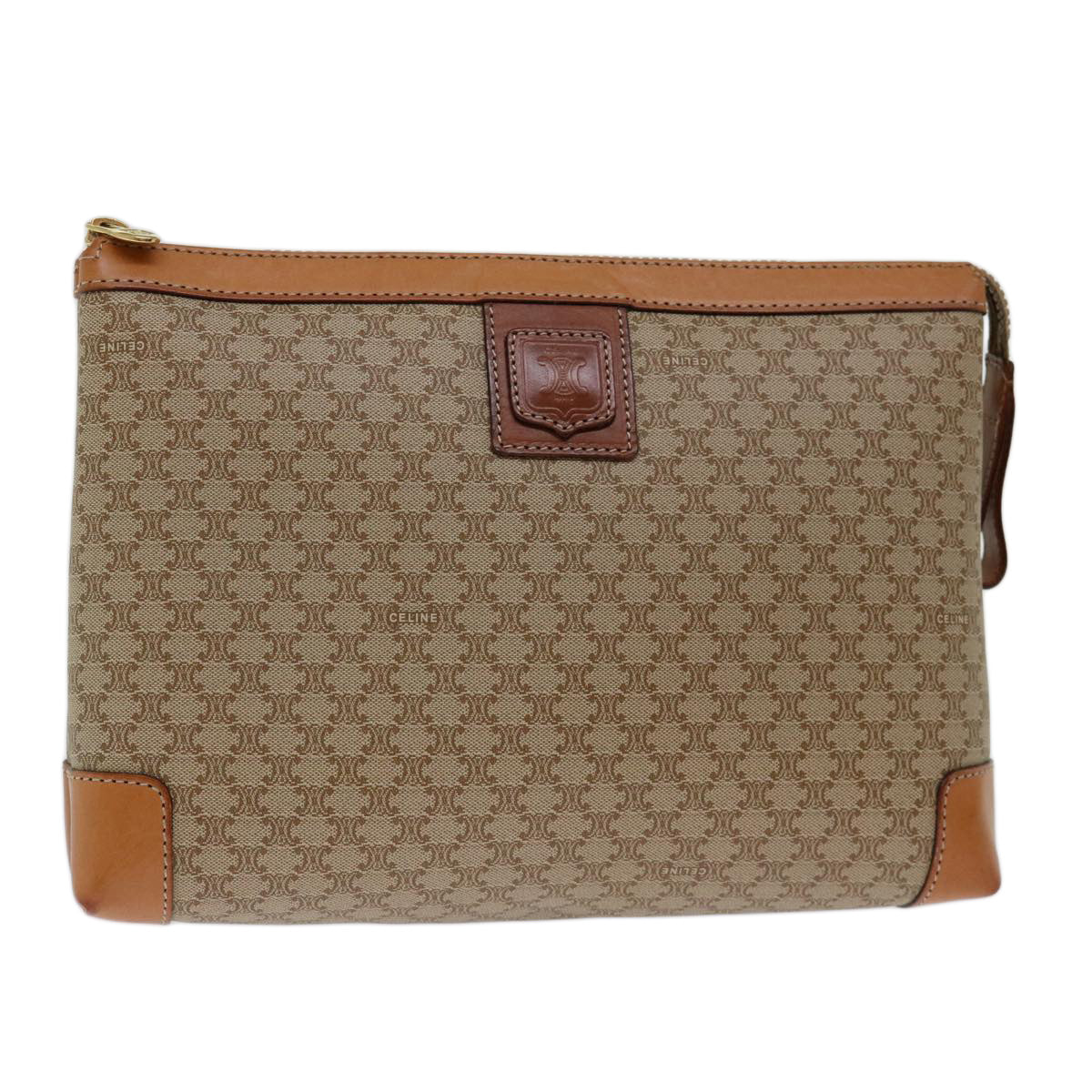 Luxury CELINE Macadam Canvas Clutch Bag Beige  13268