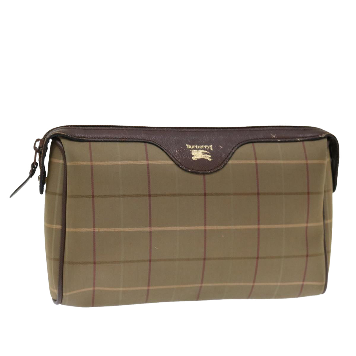 Luxury BurberrySs Nova Check Clutch Bag Canvas Brown Auth bs13367