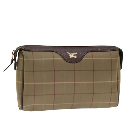 Luxury BurberrySs Nova Check Clutch Bag Canvas Brown Auth bs13367