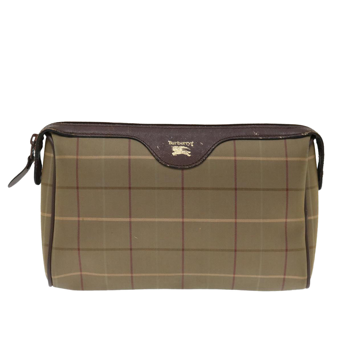 Luxury BurberrySs Nova Check Clutch Bag Canvas Brown Auth bs13367