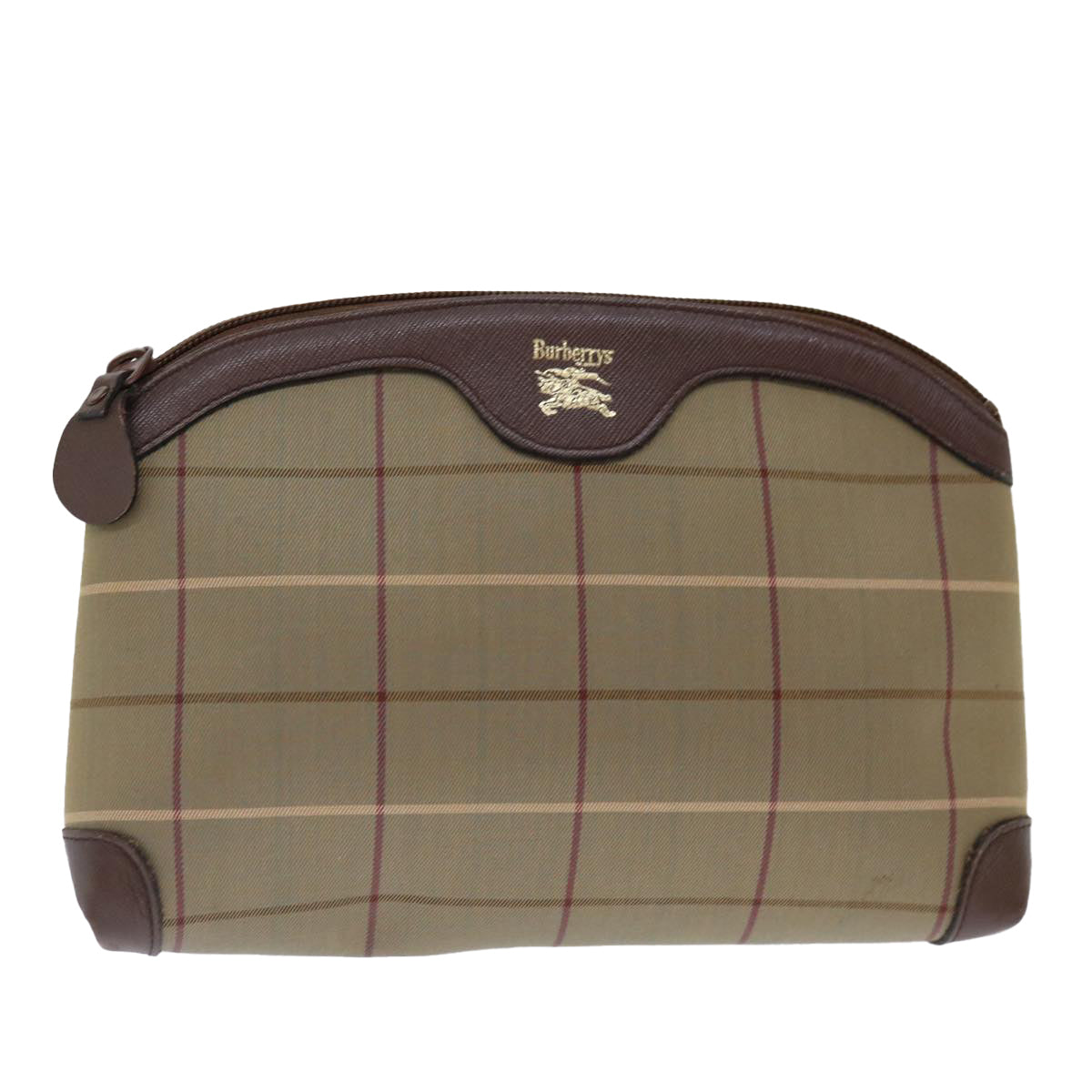 Luxury BurberrySs Nova Check Clutch Bag Canvas Brown Auth bs13397