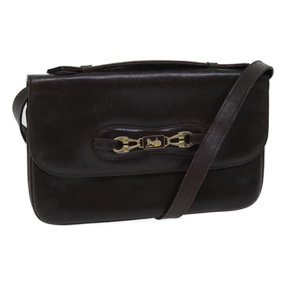 Luxury CELINE Shoulder Bag Leather Brown  13408