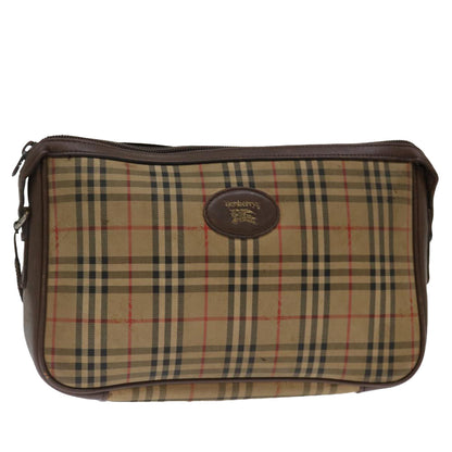 Luxury BurberrySs Nova Check Clutch Bag Canvas Beige Auth bs13410