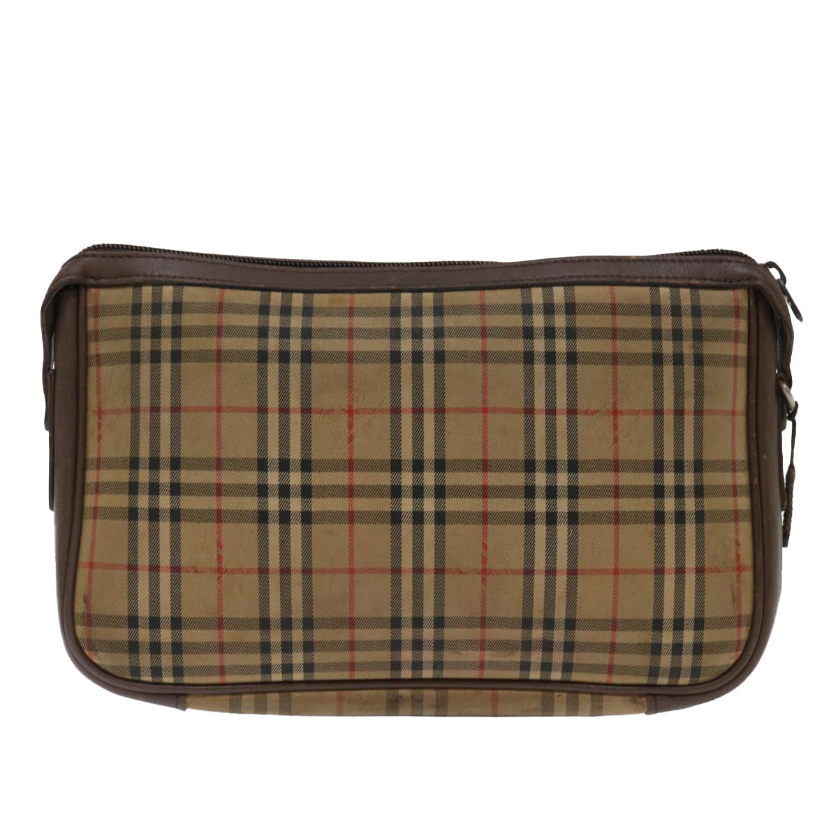Luxury BurberrySs Nova Check Clutch Bag Canvas Beige Auth bs13410
