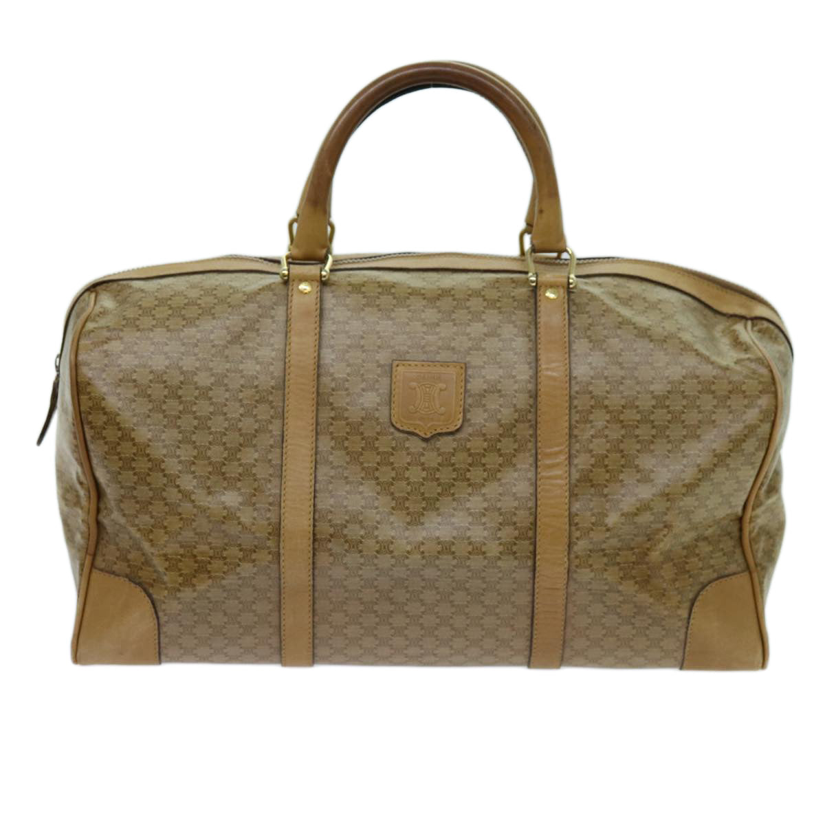 Luxury CELINE Macadam Canvas Boston Bag Beige  13419