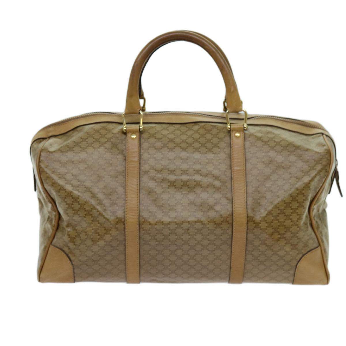 Luxury CELINE Macadam Canvas Boston Bag Beige  13419