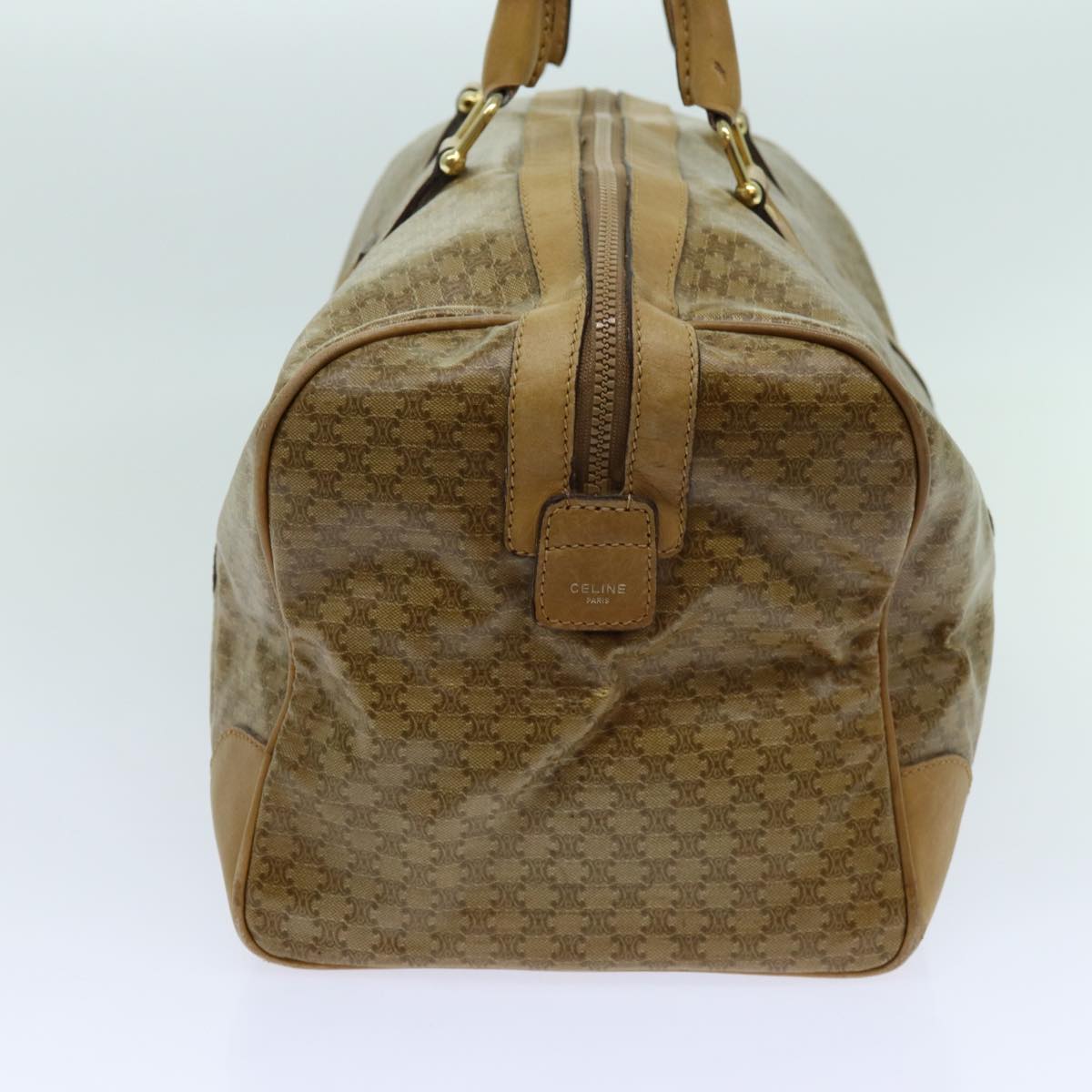 Luxury CELINE Macadam Canvas Boston Bag Beige  13419