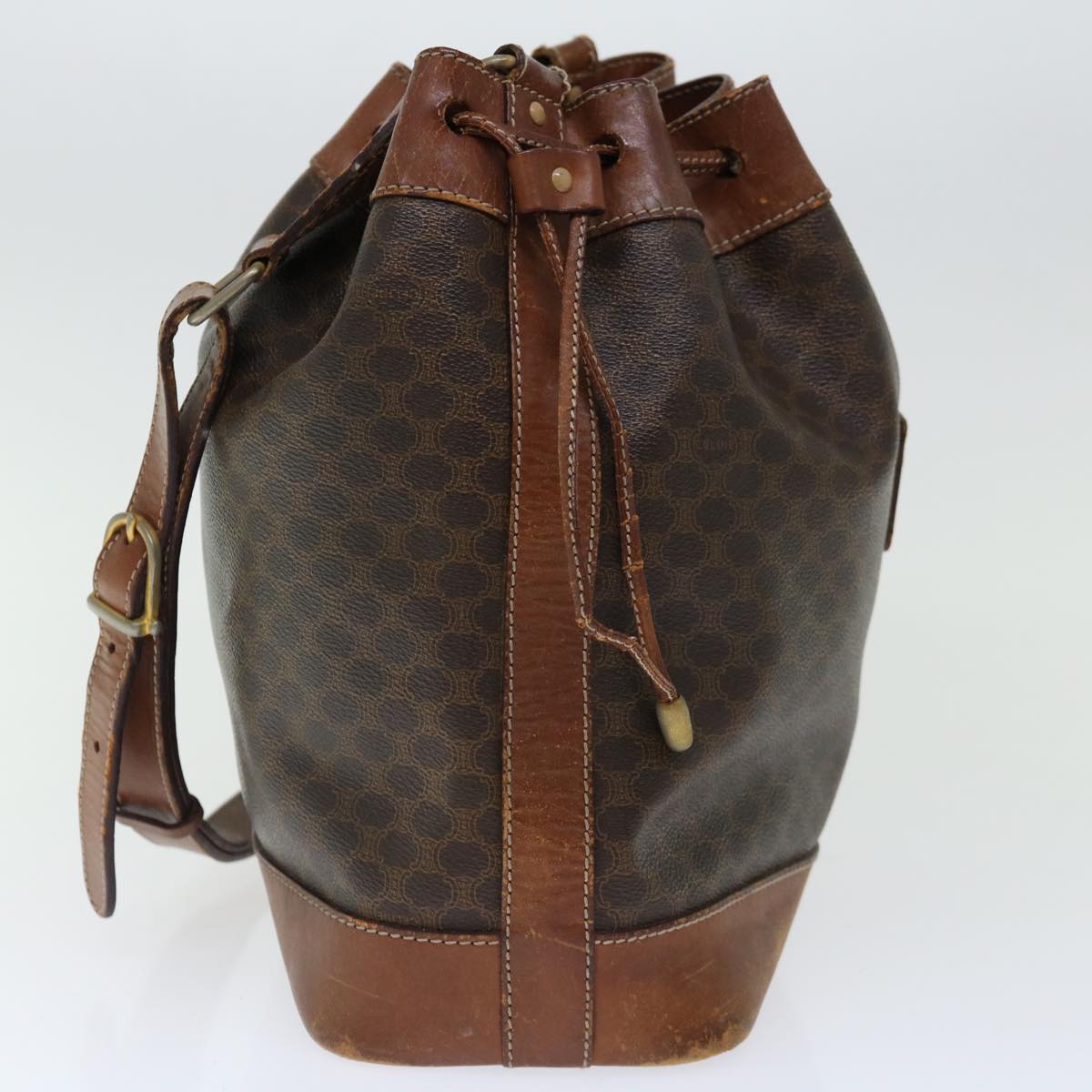 Luxury CELINE Macadam Canvas Shoulder Bag PVC Brown  13427