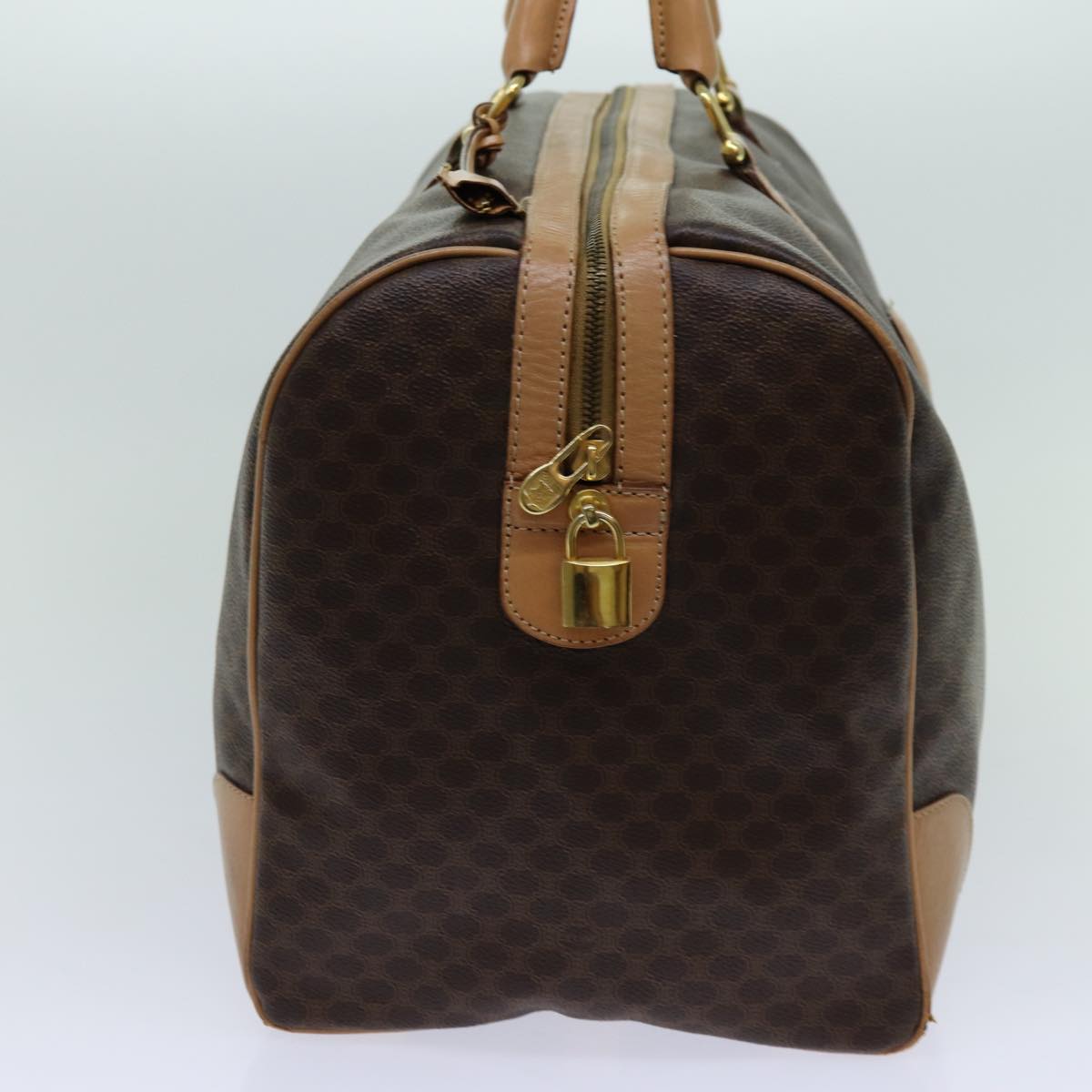 Luxury CELINE Macadam Canvas Boston Bag PVC Brown  13430
