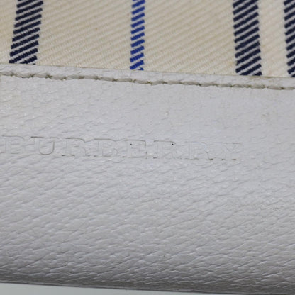 Luxury Burberry Tote Bag Canvas White Auth bs13470