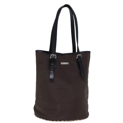 Luxury BurberrySs Nova Check Blue Label Shoulder Bag Nylon Brown Beige Auth bs13690