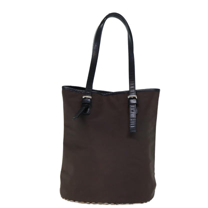 Luxury BurberrySs Nova Check Blue Label Shoulder Bag Nylon Brown Beige Auth bs13690