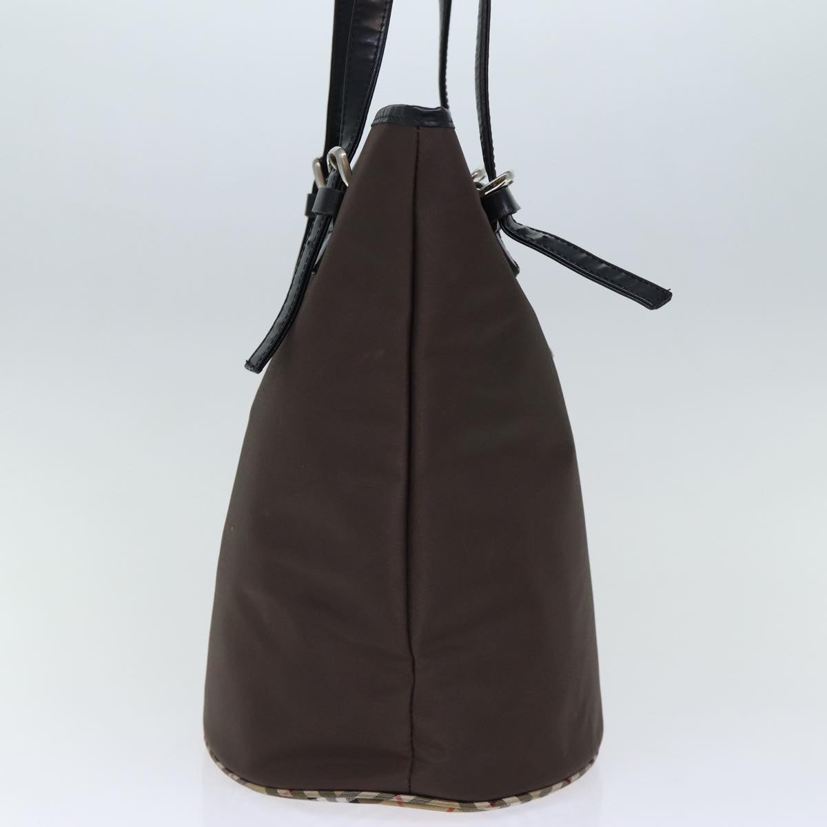 Luxury BurberrySs Nova Check Blue Label Shoulder Bag Nylon Brown Beige Auth bs13690