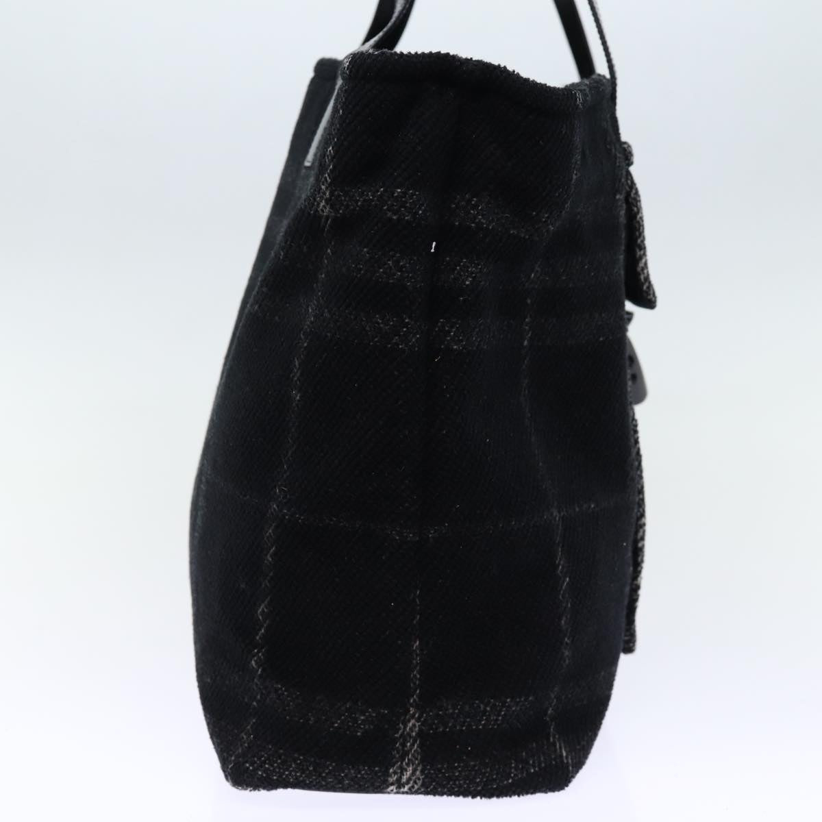 Luxury Burberry Nova Check Hand Bag Wool Black Auth bs13719