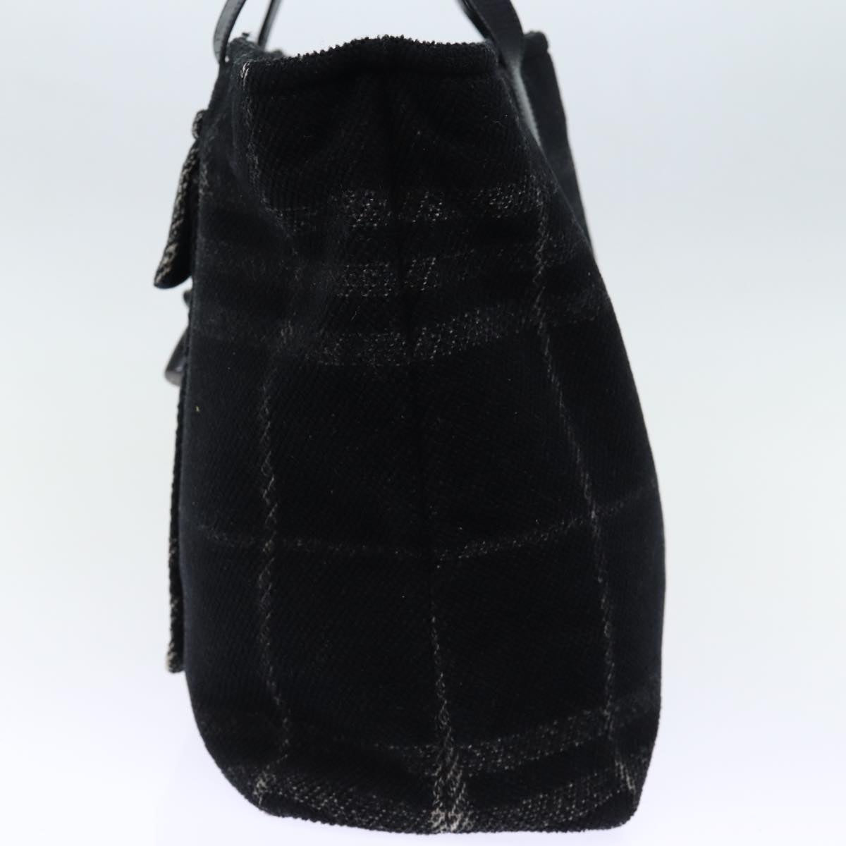Luxury Burberry Nova Check Hand Bag Wool Black Auth bs13719