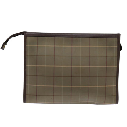 Luxury BurberrySs Nova Check Clutch Bag Canvas Beige Brown Auth bs13777