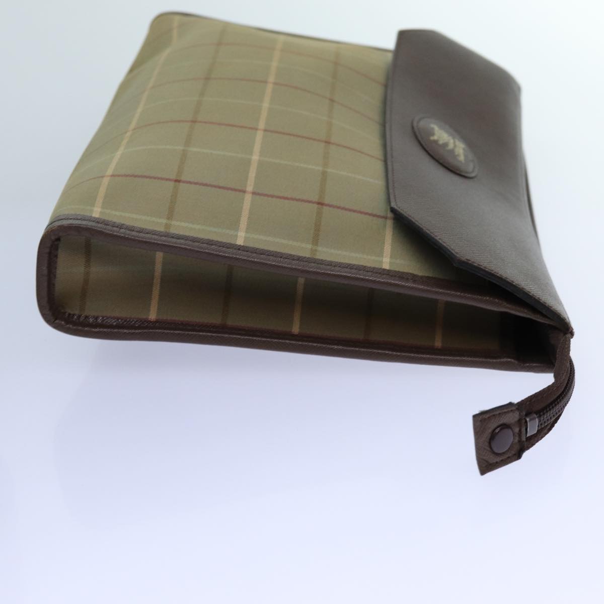 Luxury BurberrySs Nova Check Clutch Bag Canvas Beige Brown Auth bs13777