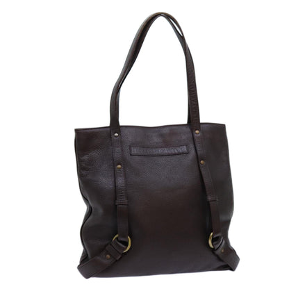 Luxury Burberry Tote Bag Leather Brown Auth bs13779