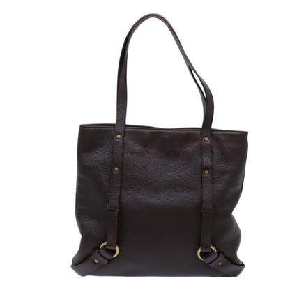 Luxury Burberry Tote Bag Leather Brown Auth bs13779