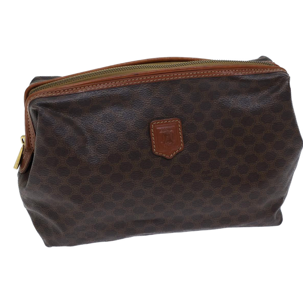 Luxury CELINE Macadam Canvas Pouch PVC Brown  13797