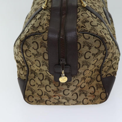 Luxury CELINE C Macadam Canvas Boston Bag Brown  13811