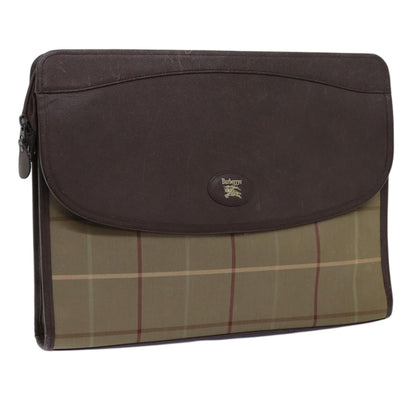 Luxury BurberrySs Nova Check Clutch Bag Canvas Brown Auth bs13823