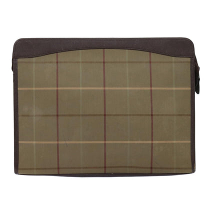 Luxury BurberrySs Nova Check Clutch Bag Canvas Brown Auth bs13823