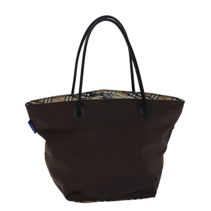 Luxury BurberrySs Nova Check Blue Label Tote Bag Nylon Brown Auth bs13863