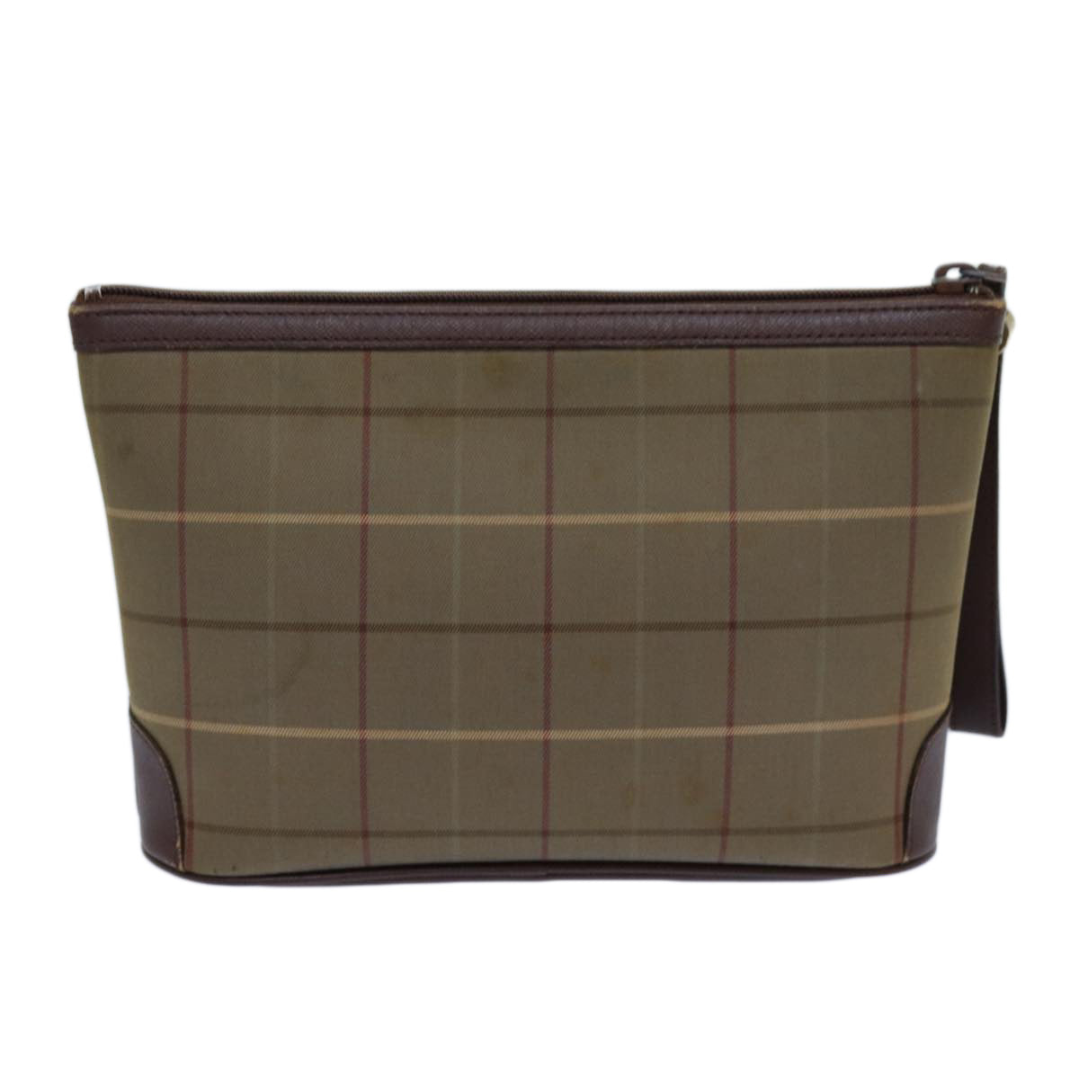 Luxury BurberrySs Nova Check Clutch Bag Canvas Brown Auth bs13864